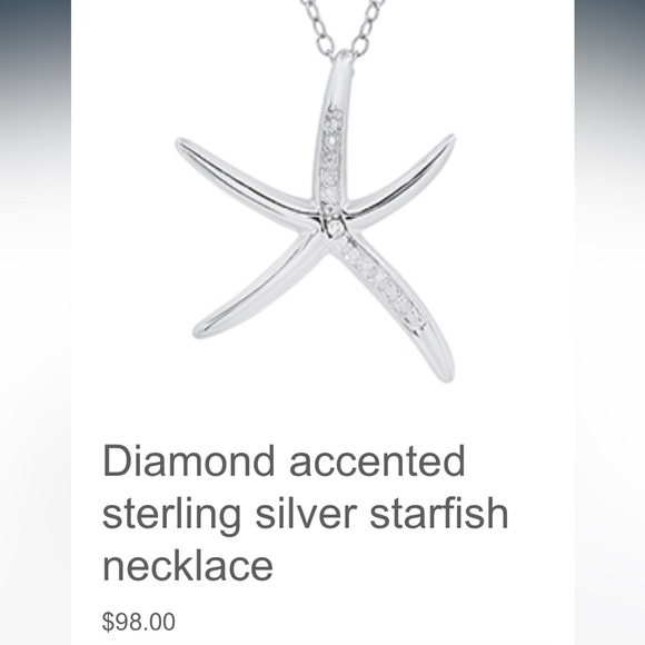 Sterling Silver Diamond Accented Starfish Necklace Charm - Picture 9 of 9